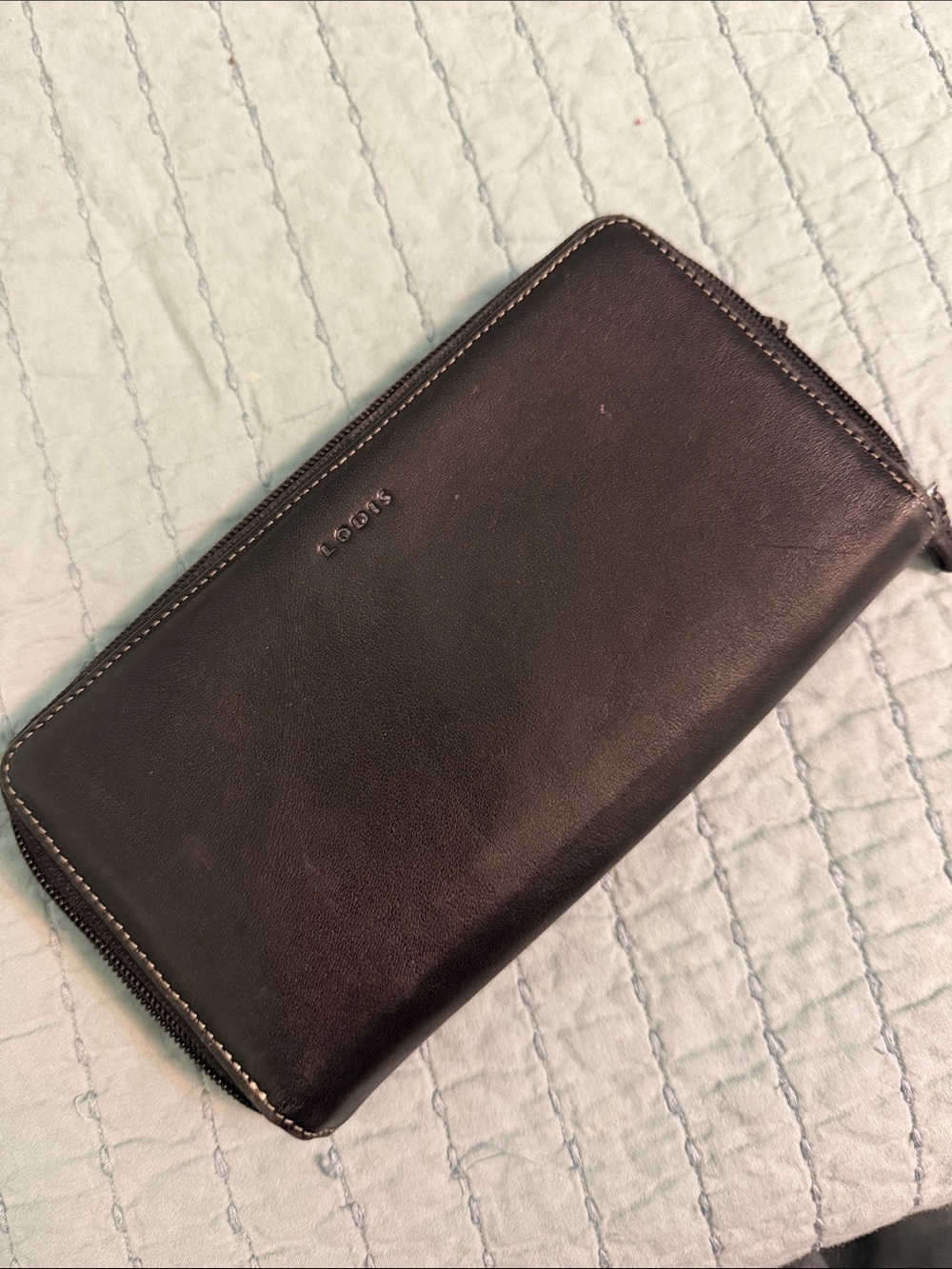 Lodis Black Leather Wallet zip around inside zipper pocket